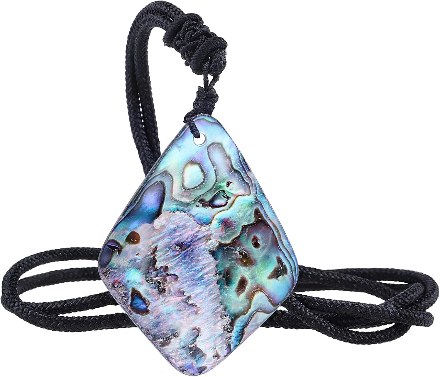 SUNYIK Natural Abalone Shell Pendant Necklaces for Women Unisex Assorted Shapes with Adjustable Rope 18-25"