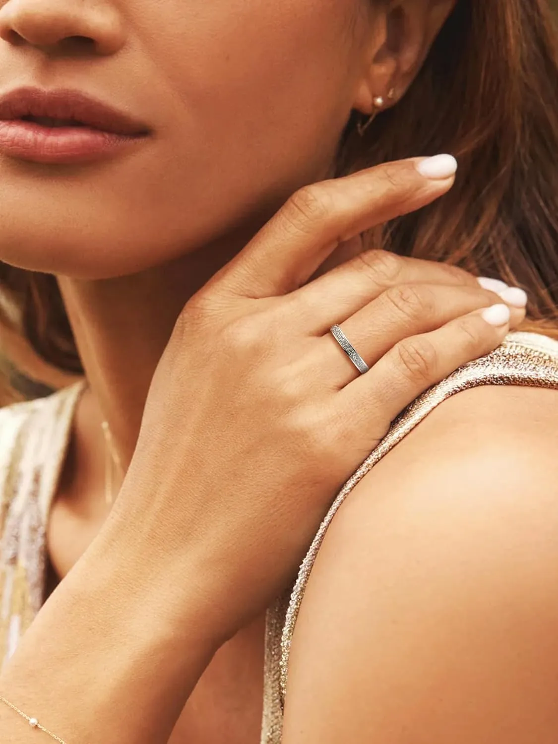 Suplight Interlocked Rolling Rings, Sterling Silver Rings for Women Simple Fidget Ring Plain Stardust Band Rings Stacking Ring for Women Men Size 4 to 12 (with Gift Box)