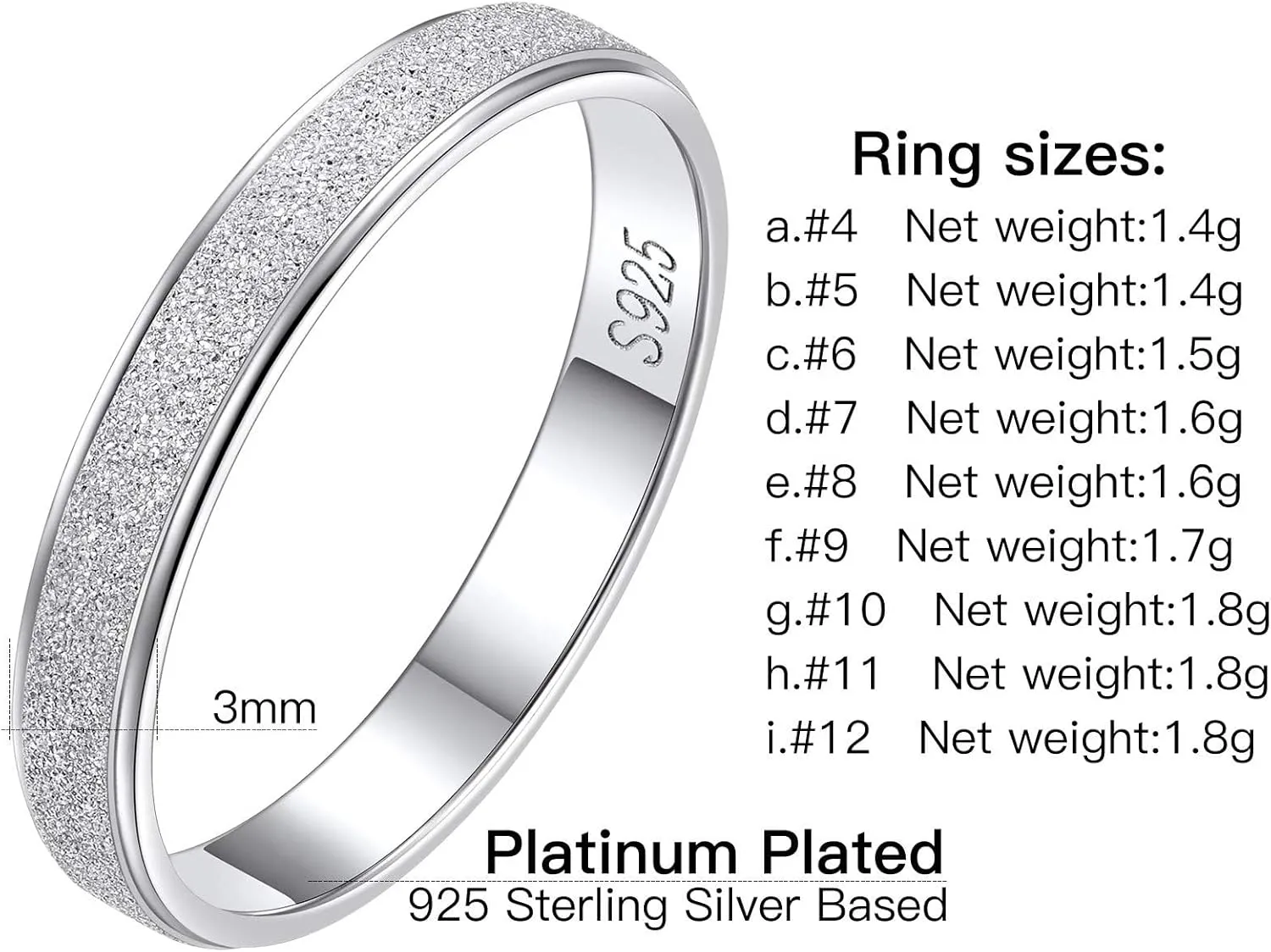 Suplight Interlocked Rolling Rings, Sterling Silver Rings for Women Simple Fidget Ring Plain Stardust Band Rings Stacking Ring for Women Men Size 4 to 12 (with Gift Box)