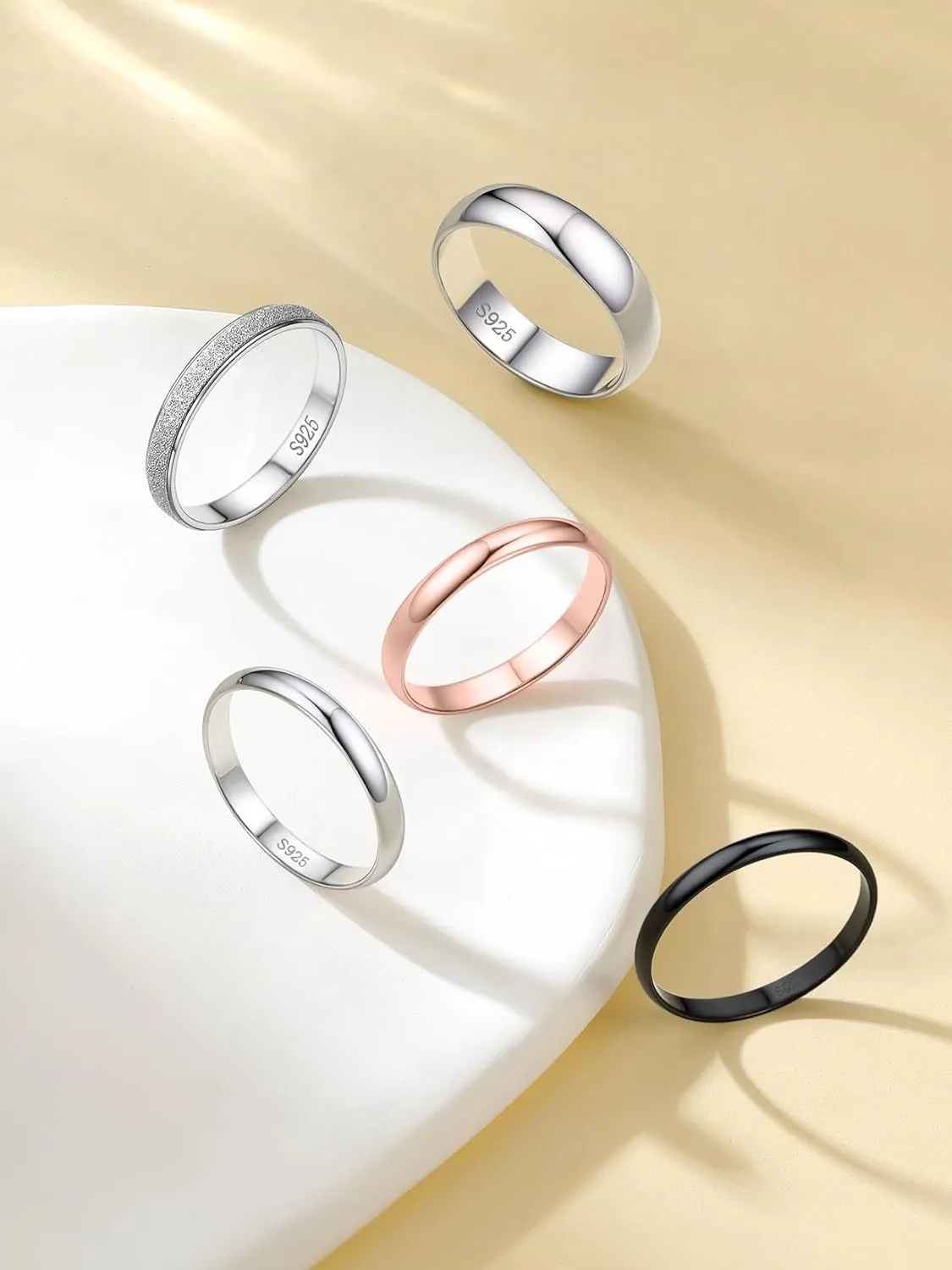Suplight Interlocked Rolling Rings, Sterling Silver Rings for Women Simple Fidget Ring Plain Stardust Band Rings Stacking Ring for Women Men Size 4 to 12 (with Gift Box)