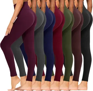 Syrinx 7 Pack Leggings for Women - High Waisted Tummy Control Soft Yoga Pants for Workout Running
