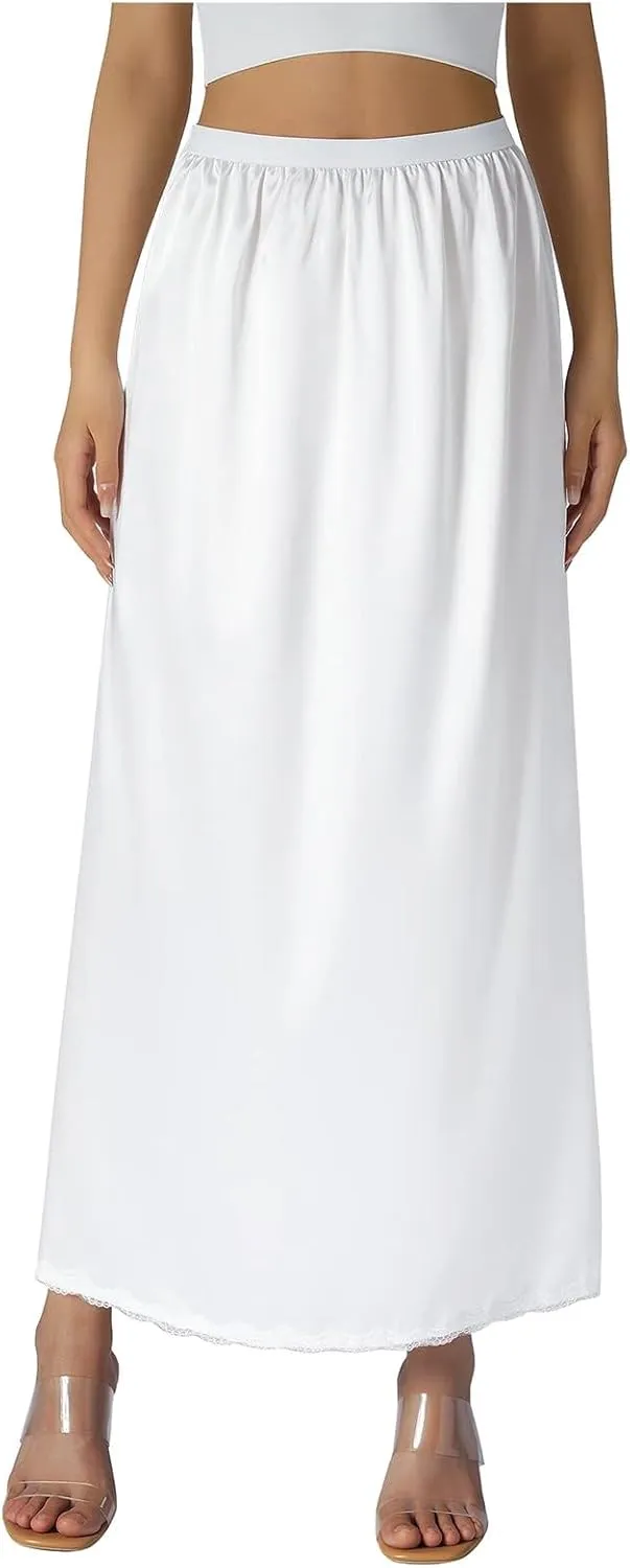 Tennis Skirts for Women Women Half Slip Soft Satin Half Slip Lace Long Underskirt Half Slips for Under Dresses