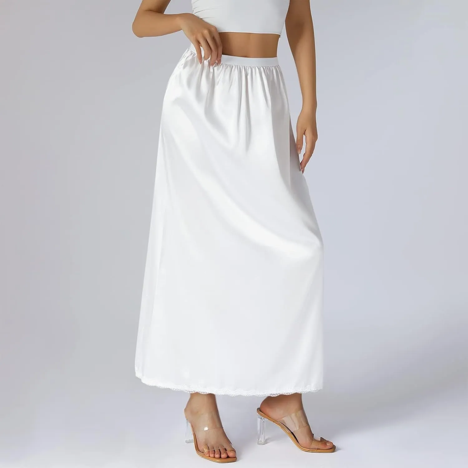 Tennis Skirts for Women Women Half Slip Soft Satin Half Slip Lace Long Underskirt Half Slips for Under Dresses