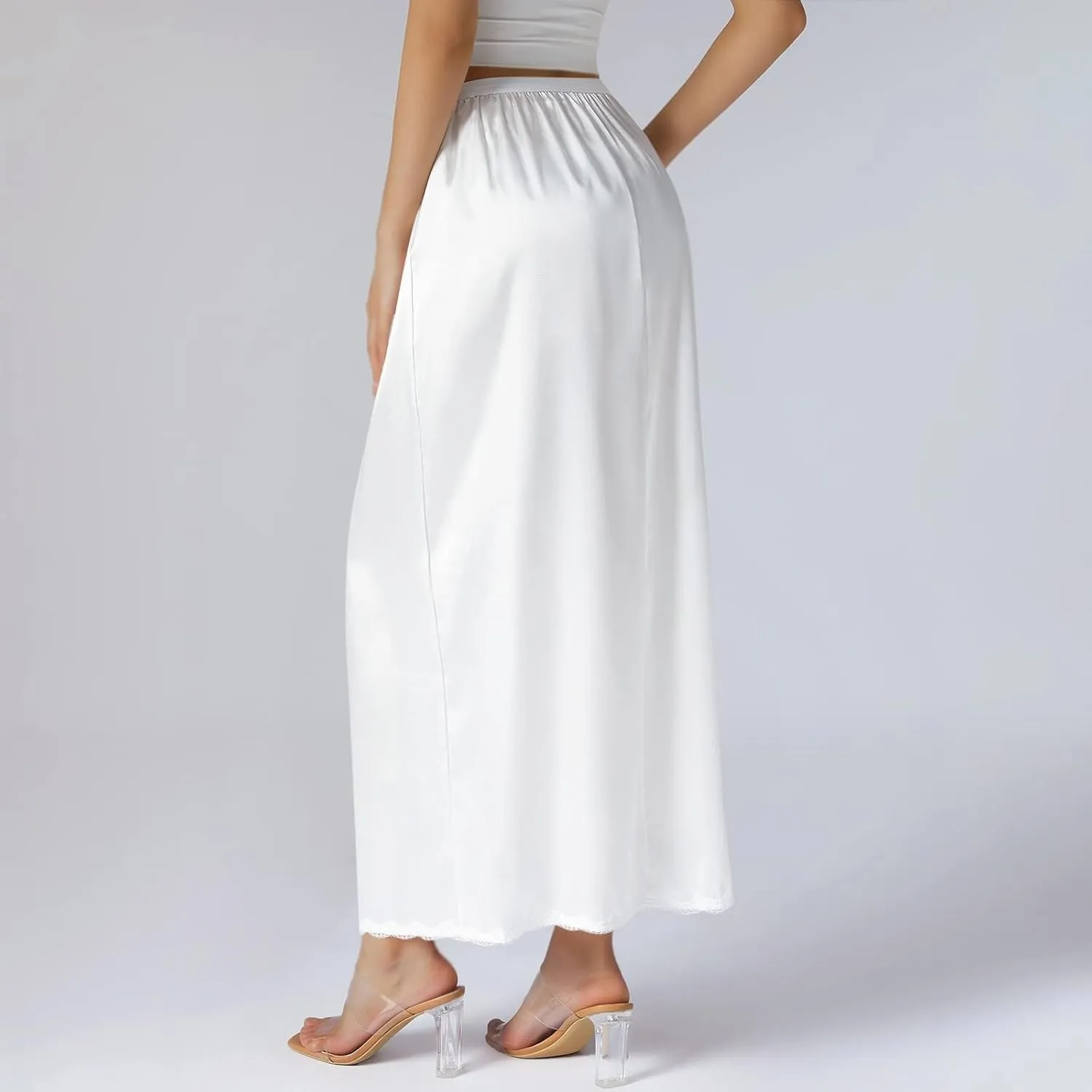 Tennis Skirts for Women Women Half Slip Soft Satin Half Slip Lace Long Underskirt Half Slips for Under Dresses