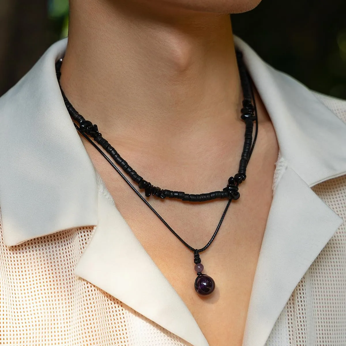 Todu Layered Boho Necklaces for Women Earthy Coconut Shell Wooden Stone Beaded Choker Tigers Eye Beads Energy Chakra Pendant Necklace Vintage Summer Beach Hawaiian Surfer Jewelry for Men