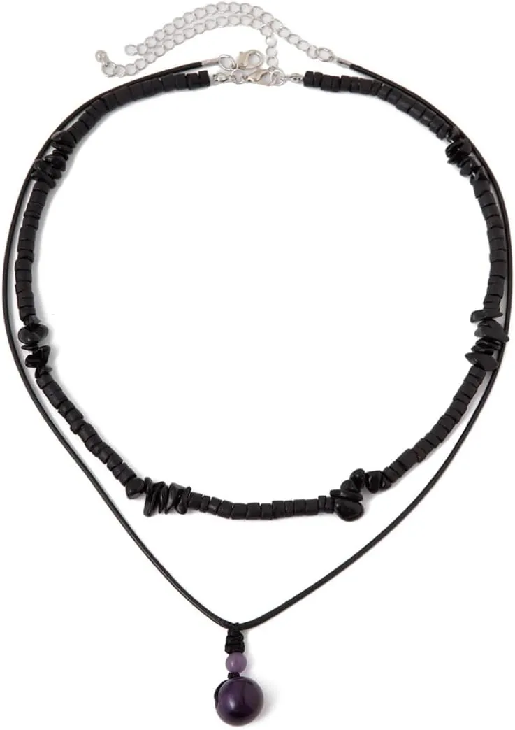 Todu Layered Boho Necklaces for Women Earthy Coconut Shell Wooden Stone Beaded Choker Tigers Eye Beads Energy Chakra Pendant Necklace Vintage Summer Beach Hawaiian Surfer Jewelry for Men