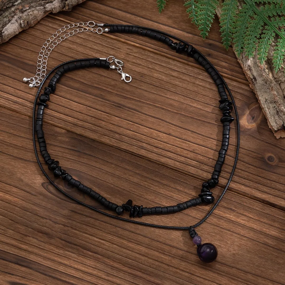 Todu Layered Boho Necklaces for Women Earthy Coconut Shell Wooden Stone Beaded Choker Tigers Eye Beads Energy Chakra Pendant Necklace Vintage Summer Beach Hawaiian Surfer Jewelry for Men