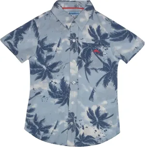 Tommy Bahama Boys Classic Woven Button-Down Shirt - Summer Short-Sleeve Hawaiian Shirt with Pocket for Kids
