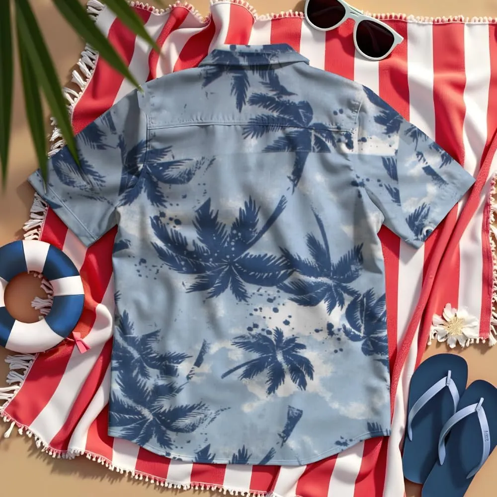 Tommy Bahama Boys Classic Woven Button-Down Shirt - Summer Short-Sleeve Hawaiian Shirt with Pocket for Kids