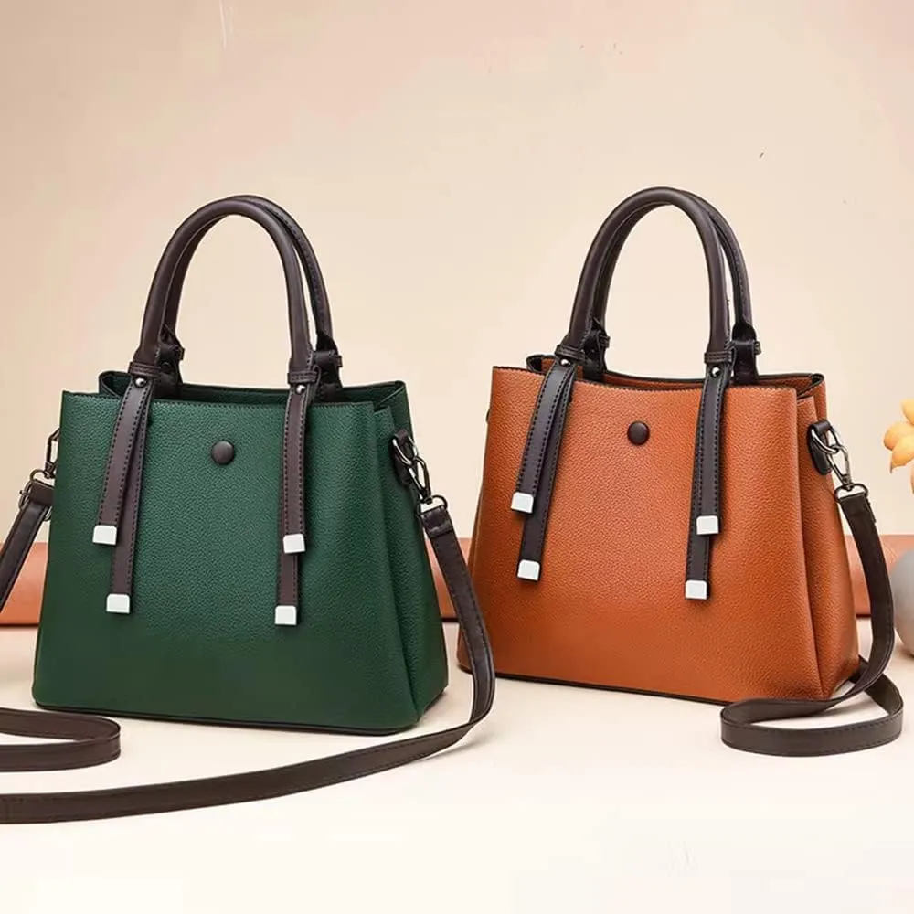 Top Handle Satchel Handbags for Women Large Leather Crossbody Bag Fashion Classic Shoulder Bag Tote Purses (Red)
