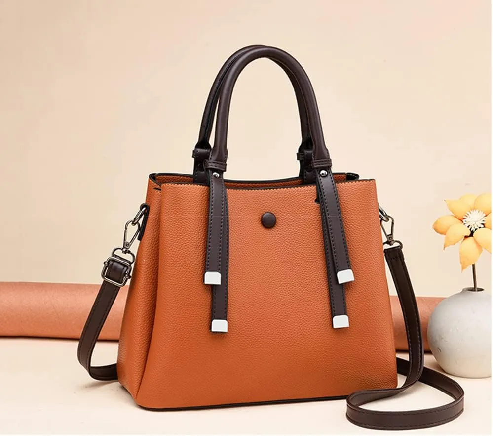 Top Handle Satchel Handbags for Women Large Leather Crossbody Bag Fashion Classic Shoulder Bag Tote Purses (Red)