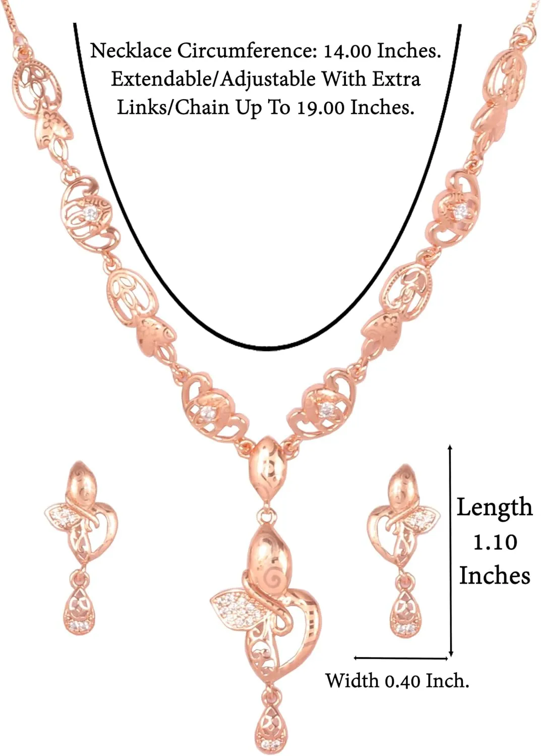 Touchstone Gold Or White Gold Or Rose Gold Plated Simulated Diamond Cubic Zirconia Cz Necklace Earrings Chunky Chain for Women Designer Jewelry.