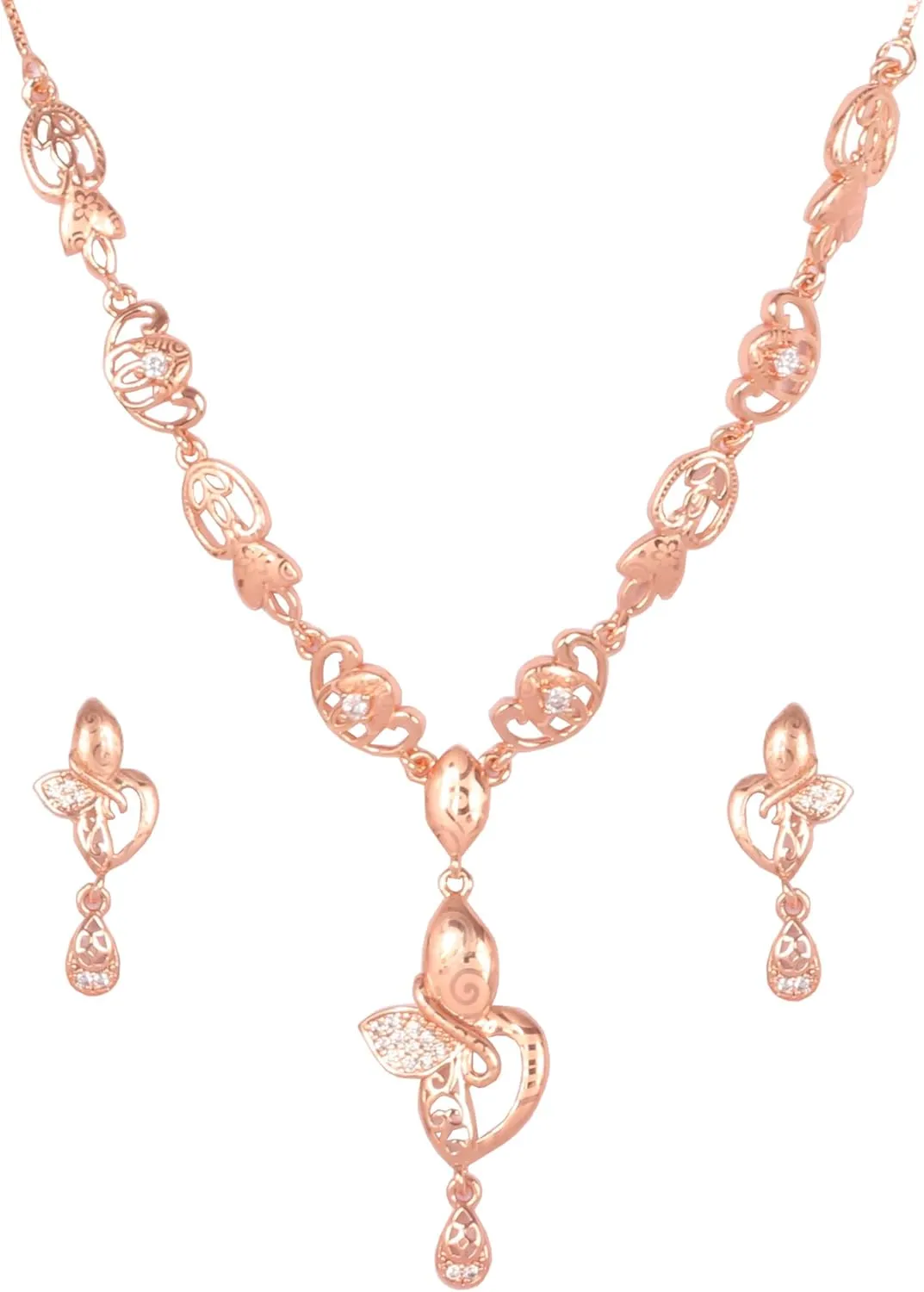 Touchstone Gold Or White Gold Or Rose Gold Plated Simulated Diamond Cubic Zirconia Cz Necklace Earrings Chunky Chain for Women Designer Jewelry.
