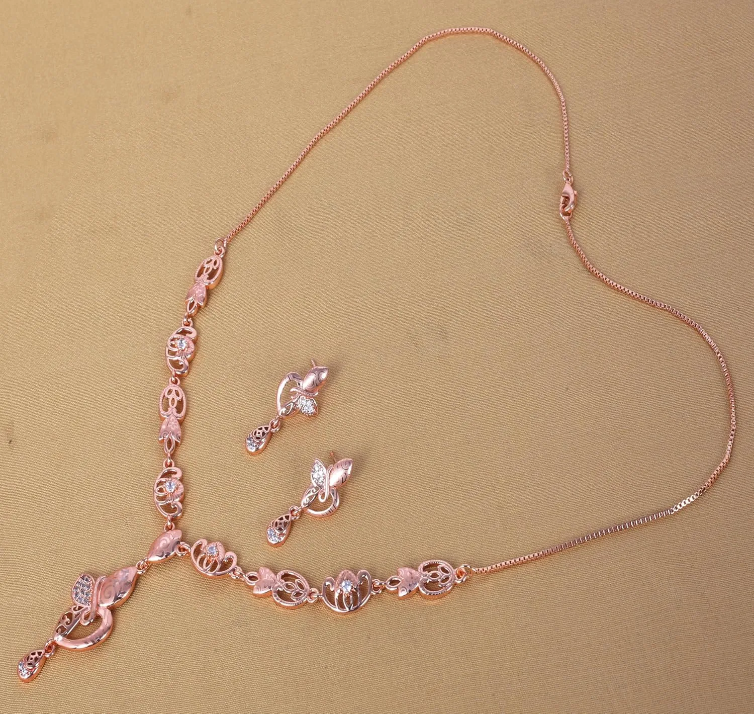 Touchstone Gold Or White Gold Or Rose Gold Plated Simulated Diamond Cubic Zirconia Cz Necklace Earrings Chunky Chain for Women Designer Jewelry.