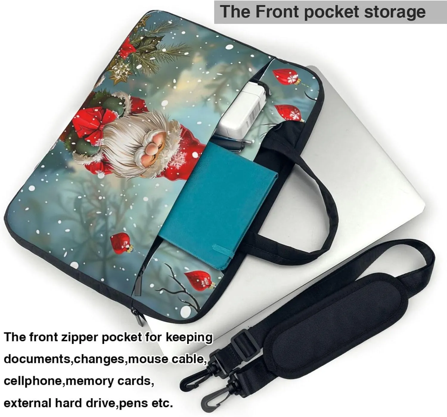 Traditional Christmas Gnome Printed Laptop Tote Bag Travel Business Computer Bag Work Bag for Men Women