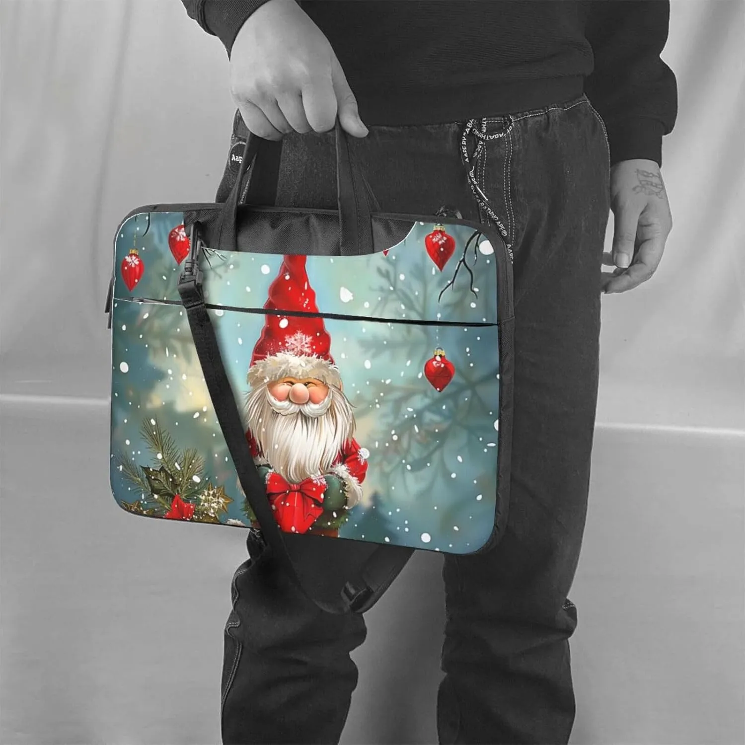 Traditional Christmas Gnome Printed Laptop Tote Bag Travel Business Computer Bag Work Bag for Men Women