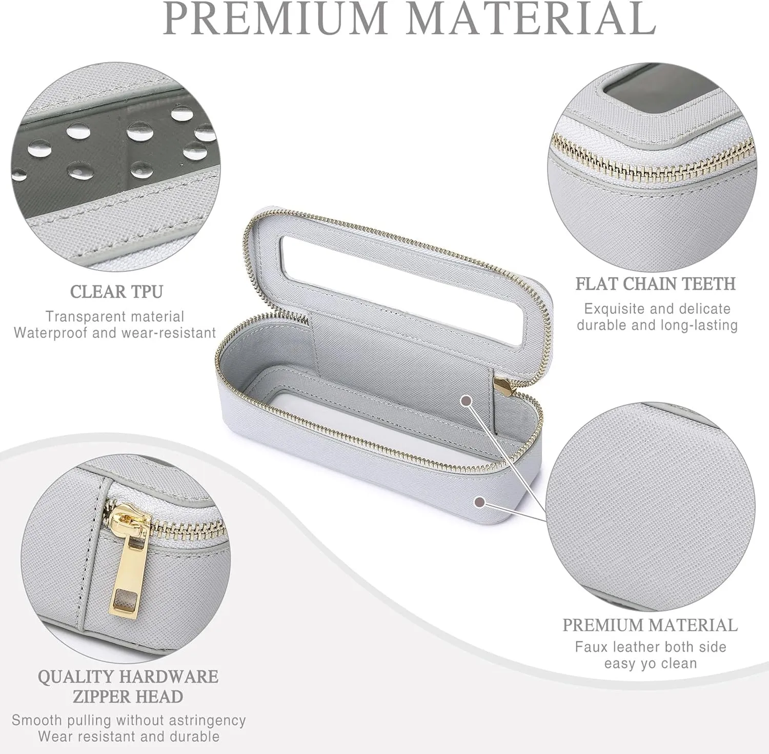 Travel Makeup Set Waterproof Transparent Cosmetic Bag and Toiletry Bag Makeup Brush case with Zipper Car Essentials for Women (Gray, L M SLIM)