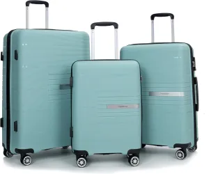 Travelhouse Hard Shell Luggage Set: Lightweight carry-on featuring spinner wheels, TSA lock, and a stylish designideal for business trips and school. (light green)