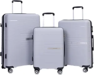 Travelhouse Hard Shell Luggage Set: Lightweight carry-on featuring spinner wheels, TSA lock, and a stylish designideal for business trips and school. (Silver)
