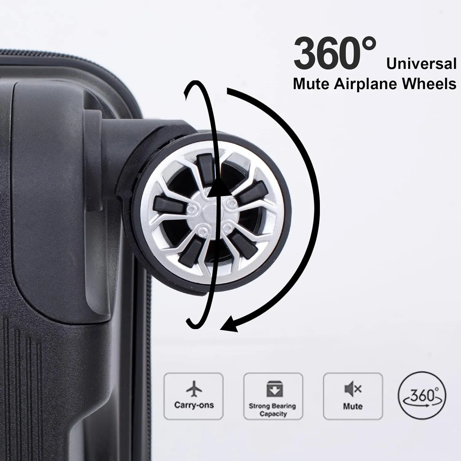 Travelhouse Hard Shell Luggage Set: Lightweight Carry-On with Spinner Wheels, TSA Lock and Cool Design - Perfect for Business Trips and School (Black)