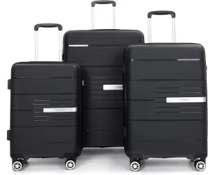 Travelhouse Hard Shell Luggage Set: Lightweight Carry-On with Spinner Wheels, TSA Lock and Cool Design - Perfect for Business Trips and School (Black)