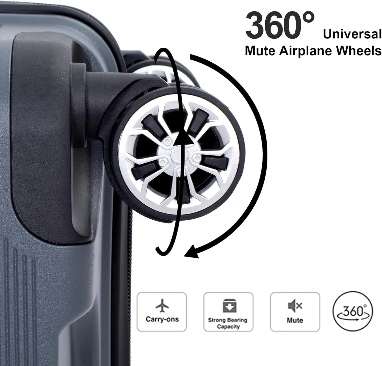 Travelhouse Hard Shell Luggage Set: Lightweight Carry-On with Spinner Wheels, TSA Lock and Cool Design - Perfect for Business Trips and School (gray)