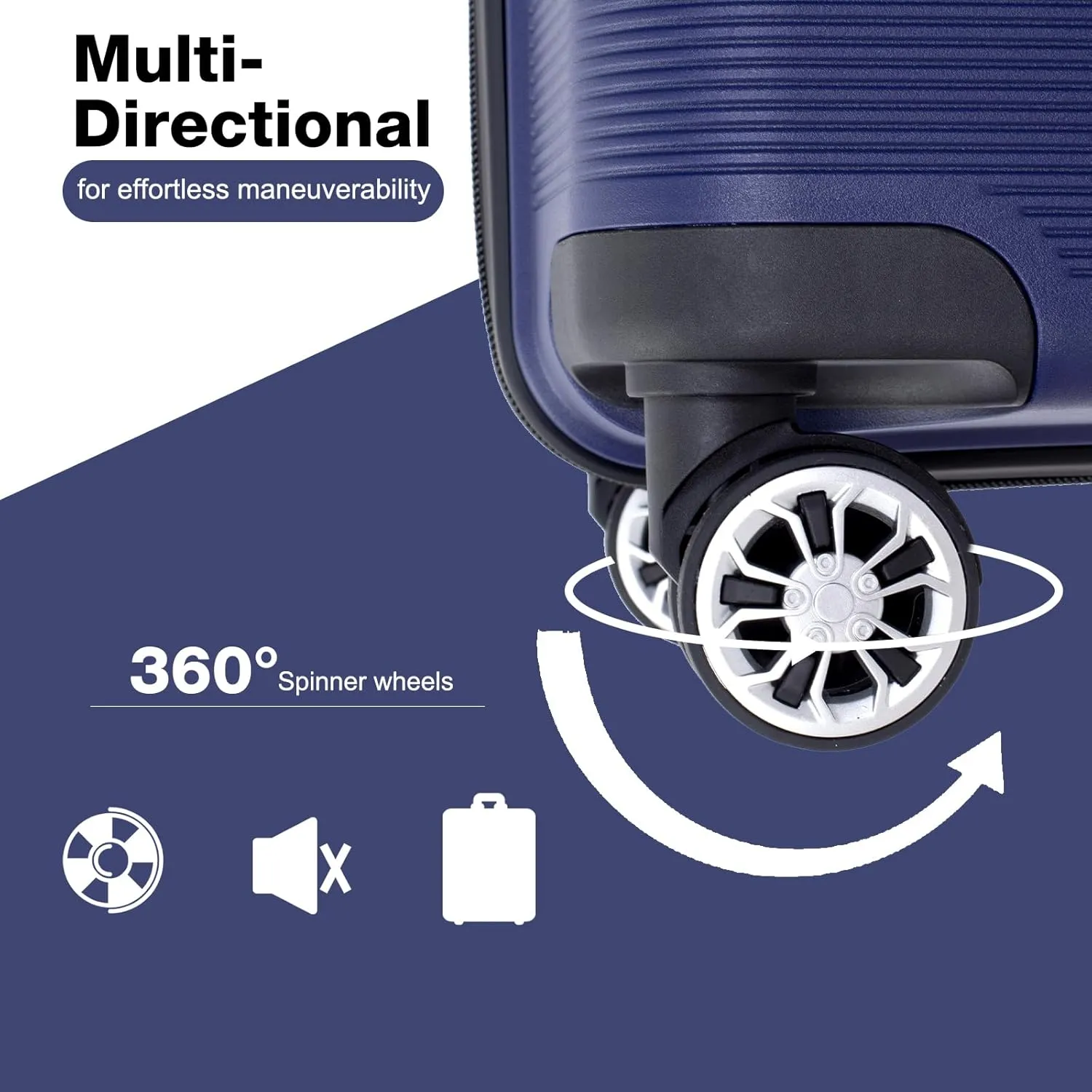 Travelhouse Hard Shell Luggage Set: Lightweight Carry-On with Spinner Wheels, TSA Lock and Cool Design - Perfect for Business Trips and School (Navy)