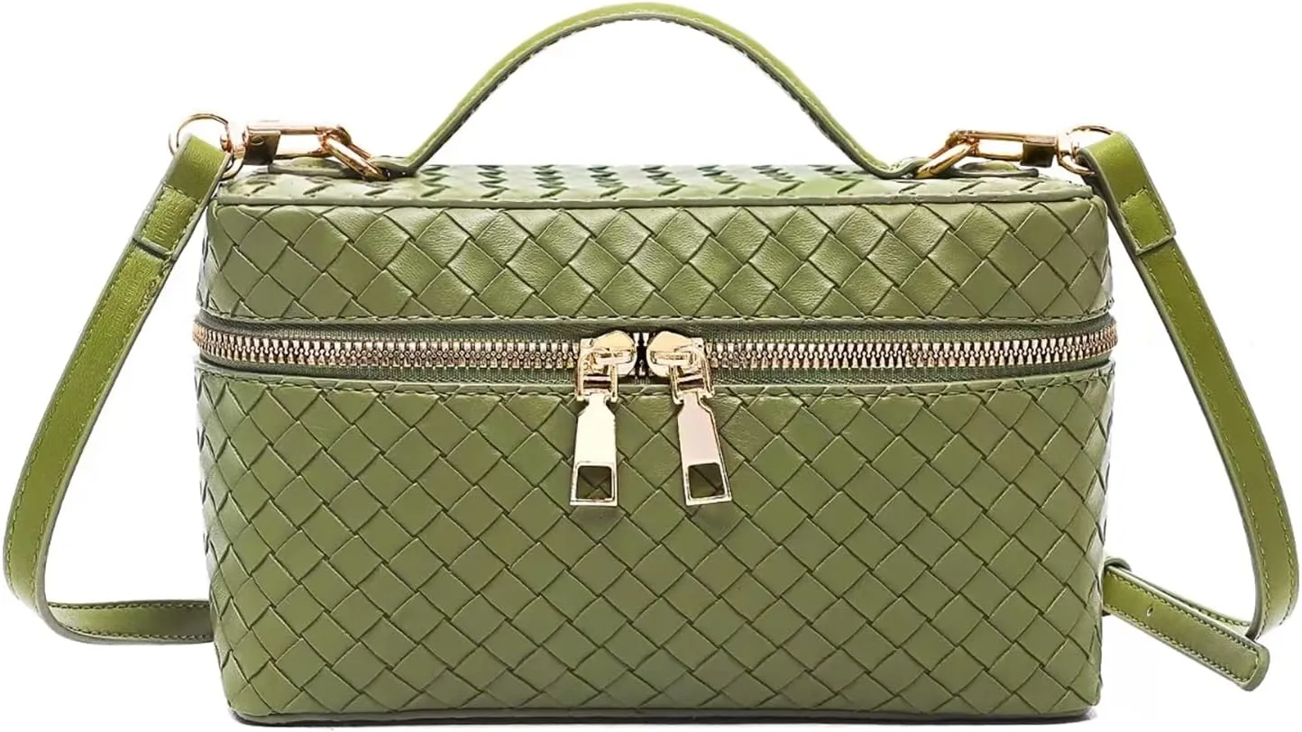 Trendy Shoulder Bags for Women Mini L19 Square Box Satchel Bag Cute PU Leather Crossbody Purse with Adjustable Strap