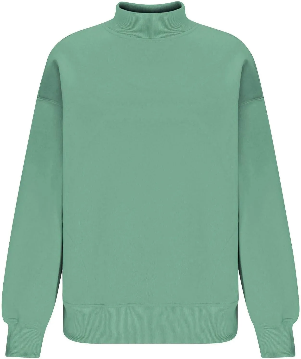 Trendy Sweatshirt for Women with Pockets Stretchy Mock Neck Tops Drop Shoulder Solid Color Pullover Hoodie Y2K
