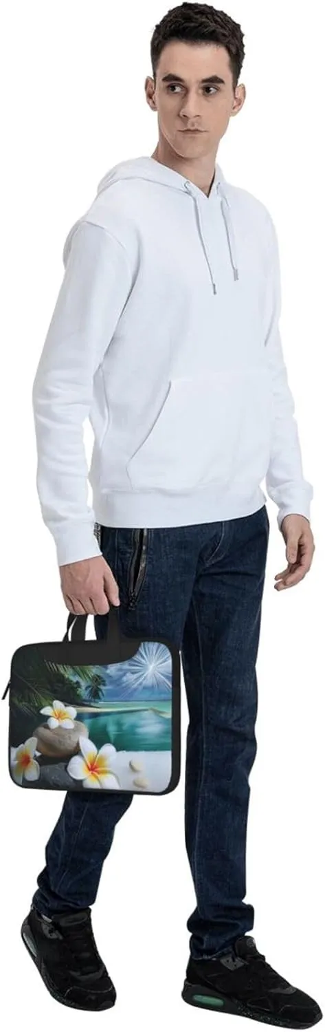 Tropical Flower Zen Stone Printed Laptop Tote Bag Travel Business Computer Bag Work Bag for Men Women