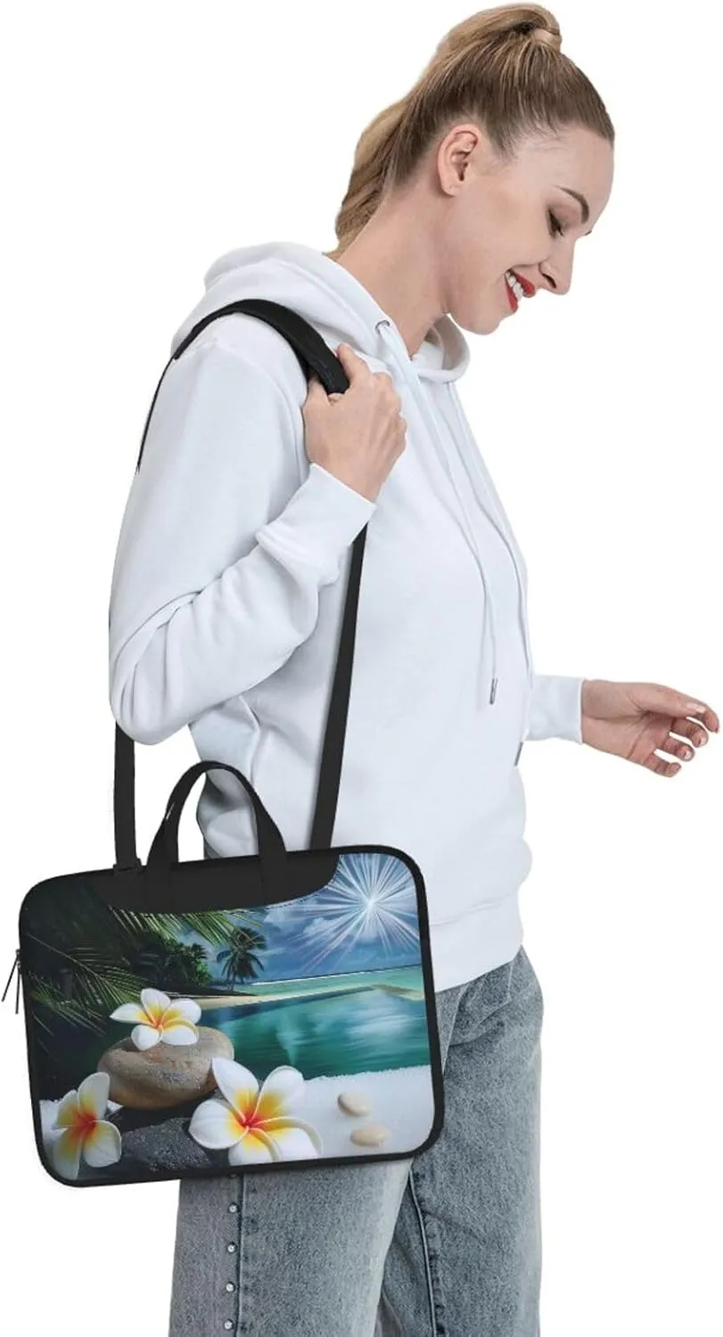 Tropical Flower Zen Stone Printed Laptop Tote Bag Travel Business Computer Bag Work Bag for Men Women