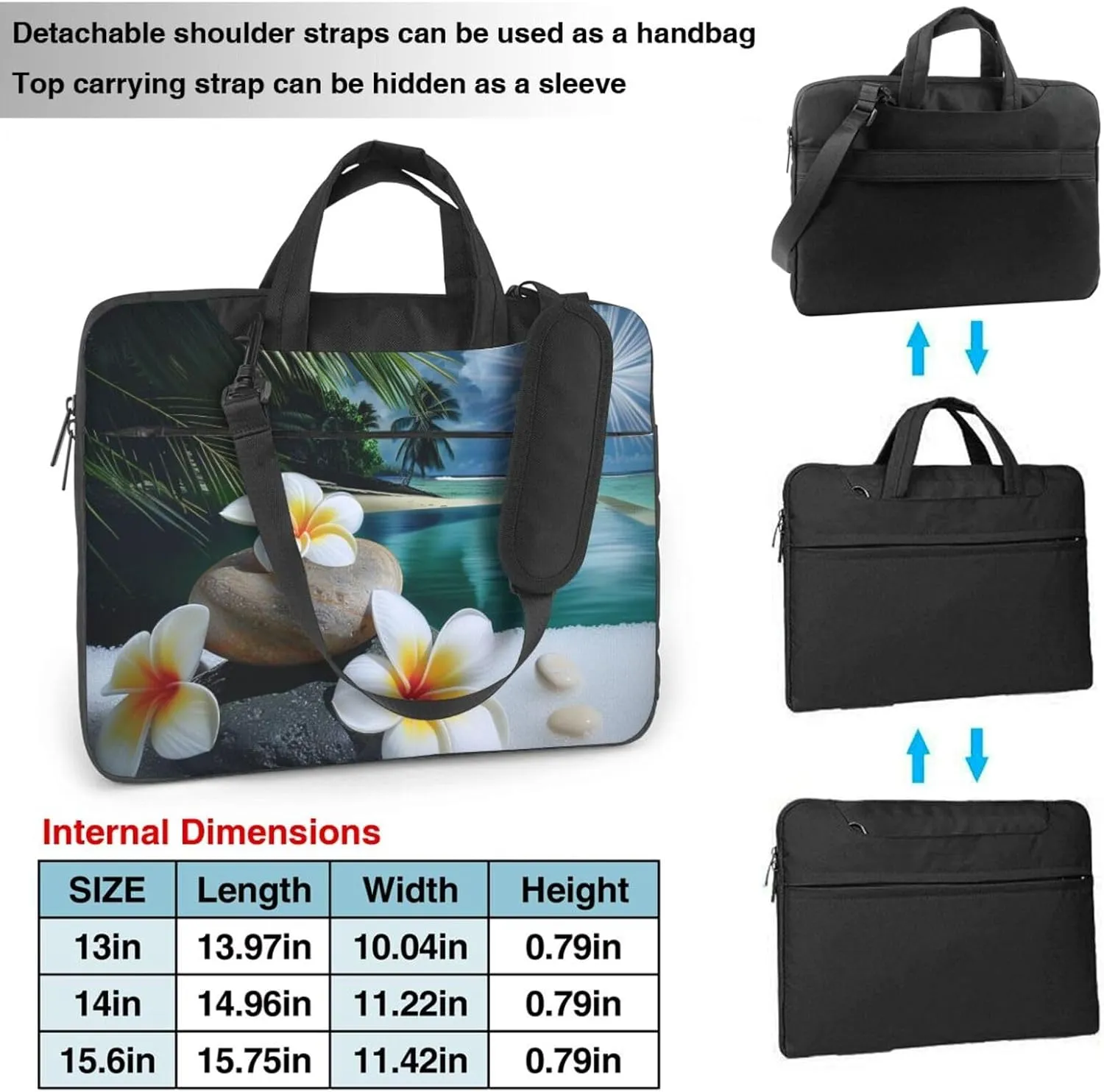 Tropical Flower Zen Stone Printed Laptop Tote Bag Travel Business Computer Bag Work Bag for Men Women