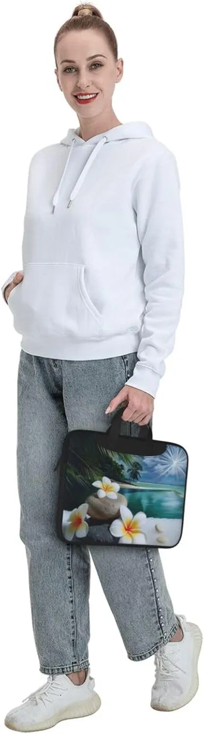 Tropical Flower Zen Stone Printed Laptop Tote Bag Travel Business Computer Bag Work Bag for Men Women