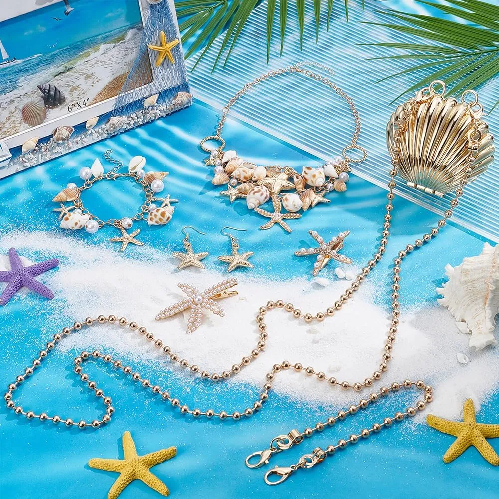 UNICRAFTALE Women Mermaid Jewelry Shell Necklace Choker Conch Starfish Pearl Necklace Bracelets Purse Seashell Summer Beach Earrings Hair Clip Costume Accessories Bohemian Jewelry for Travel