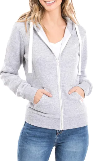 Urban Look Womens Active Long Sleeve Fleece Zip Up Hoodie with Plus Size
