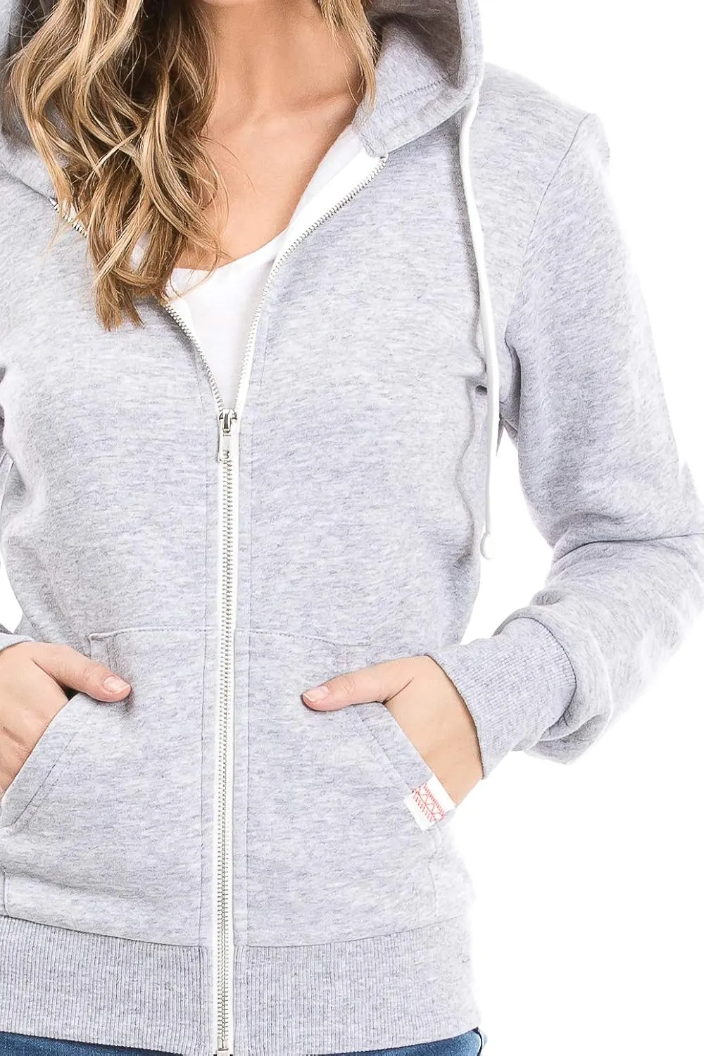 Urban Look Womens Active Long Sleeve Fleece Zip Up Hoodie with Plus Size