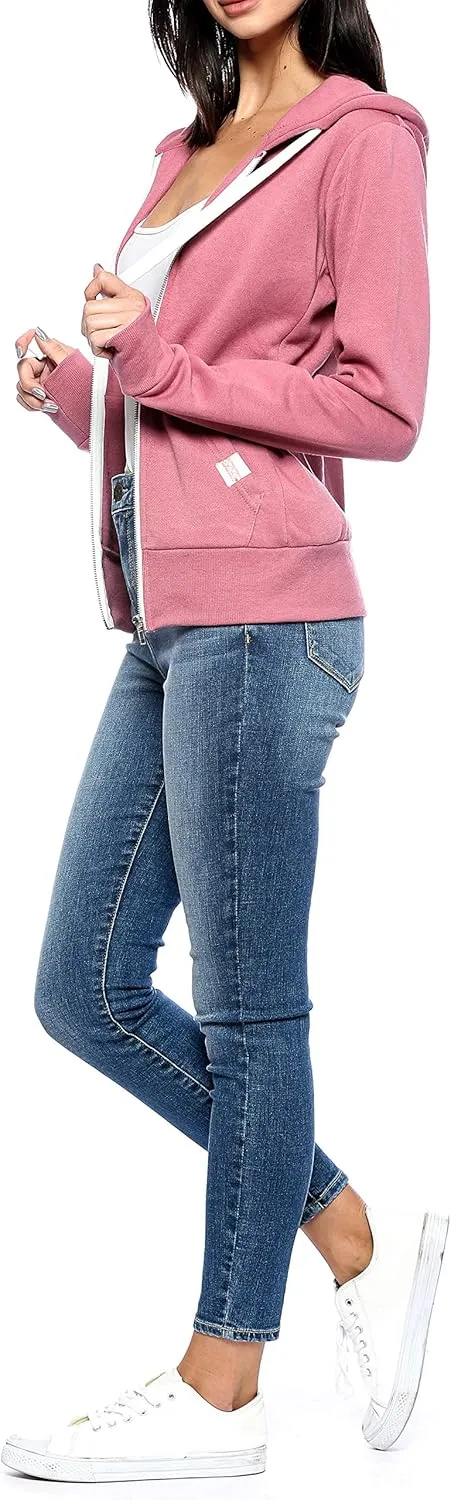 Urban Look Womens Active Long Sleeve Fleece Zip Up Hoodie with Plus Size