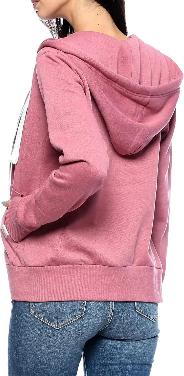 Urban Look Womens Active Long Sleeve Fleece Zip Up Hoodie with Plus Size