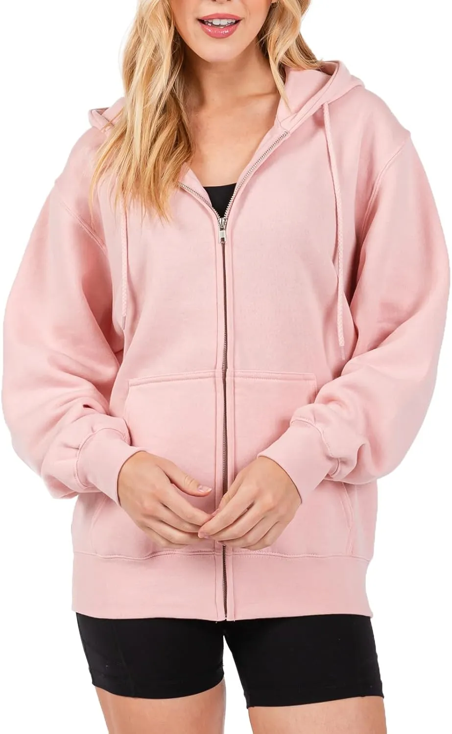 Urban Look Womens California and Los Angeles Drawstring Fleece Zip Up Hoodies
