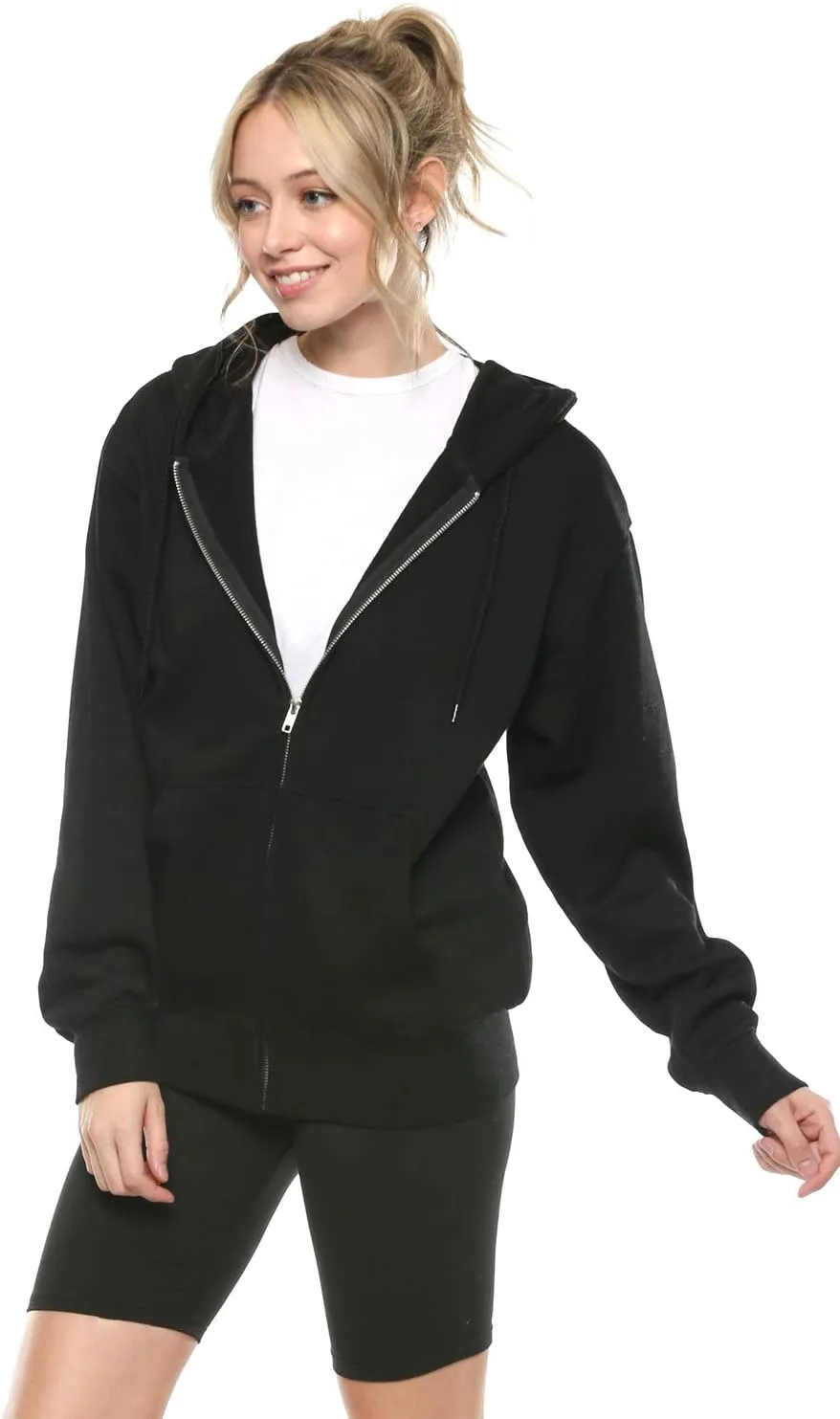 Urban Look Womens California and Los Angeles Drawstring Fleece Zip Up Hoodies