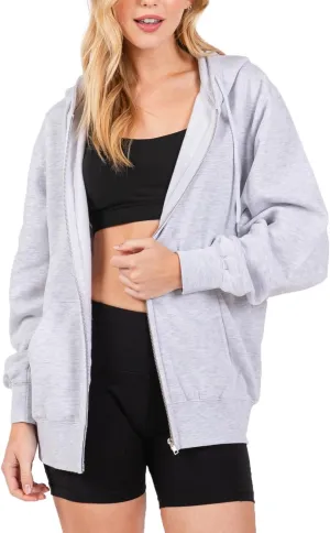 Urban Look Womens California and Los Angeles Drawstring Fleece Zip Up Hoodies