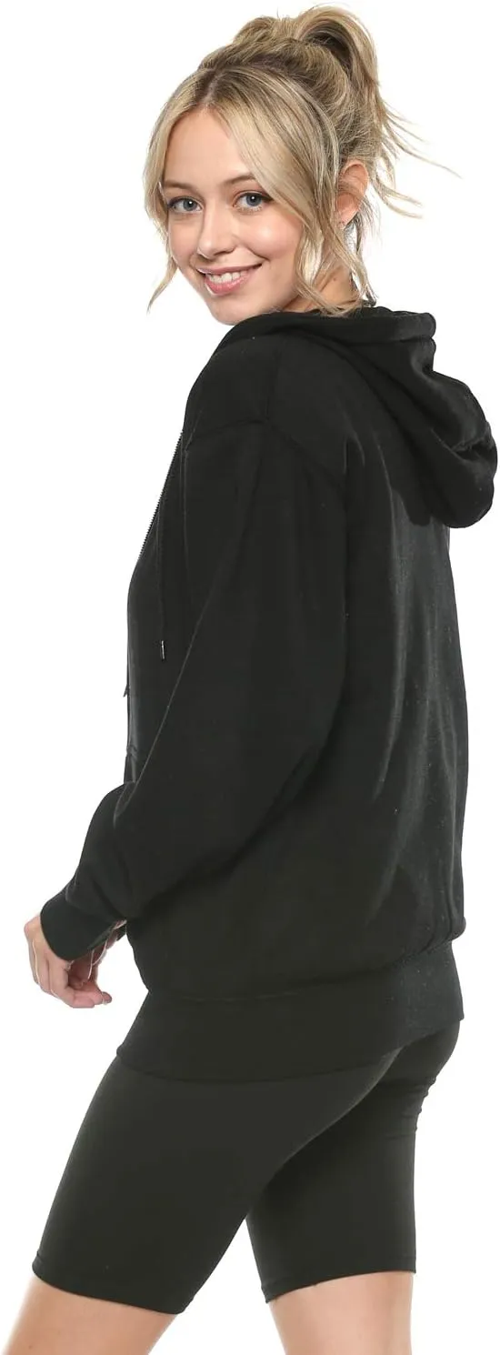 Urban Look Womens California and Los Angeles Drawstring Fleece Zip Up Hoodies