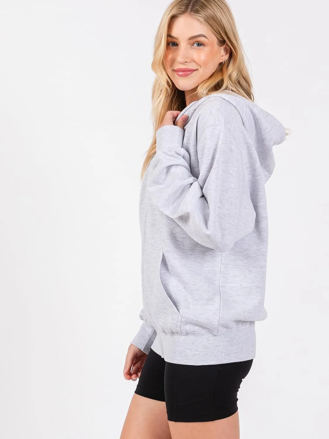 Urban Look Womens California and Los Angeles Drawstring Fleece Zip Up Hoodies