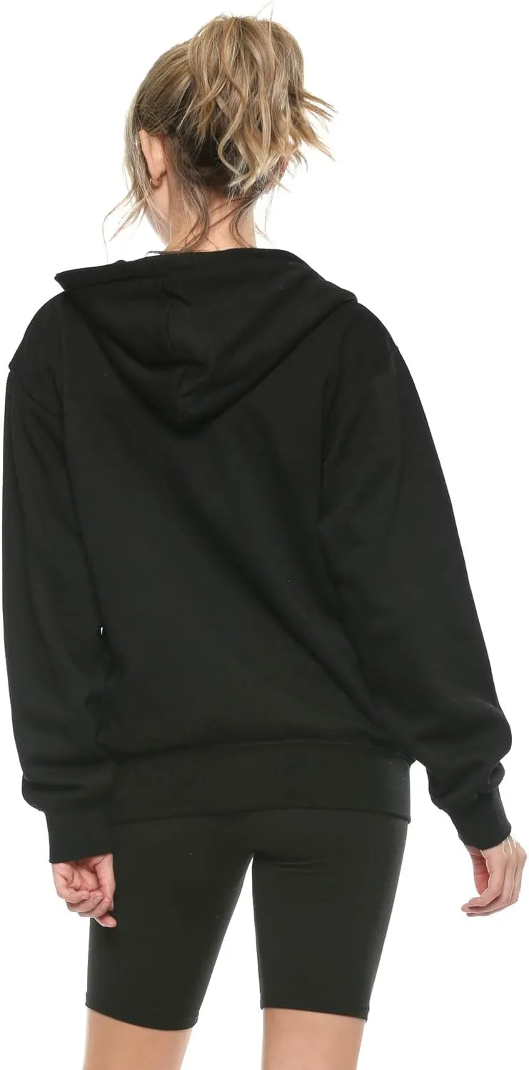 Urban Look Womens California and Los Angeles Drawstring Fleece Zip Up Hoodies