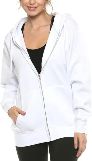 Urban Look Womens California and Los Angeles Drawstring Fleece Zip Up Hoodies