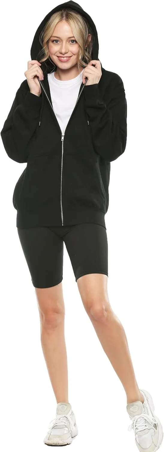 Urban Look Womens California and Los Angeles Drawstring Fleece Zip Up Hoodies