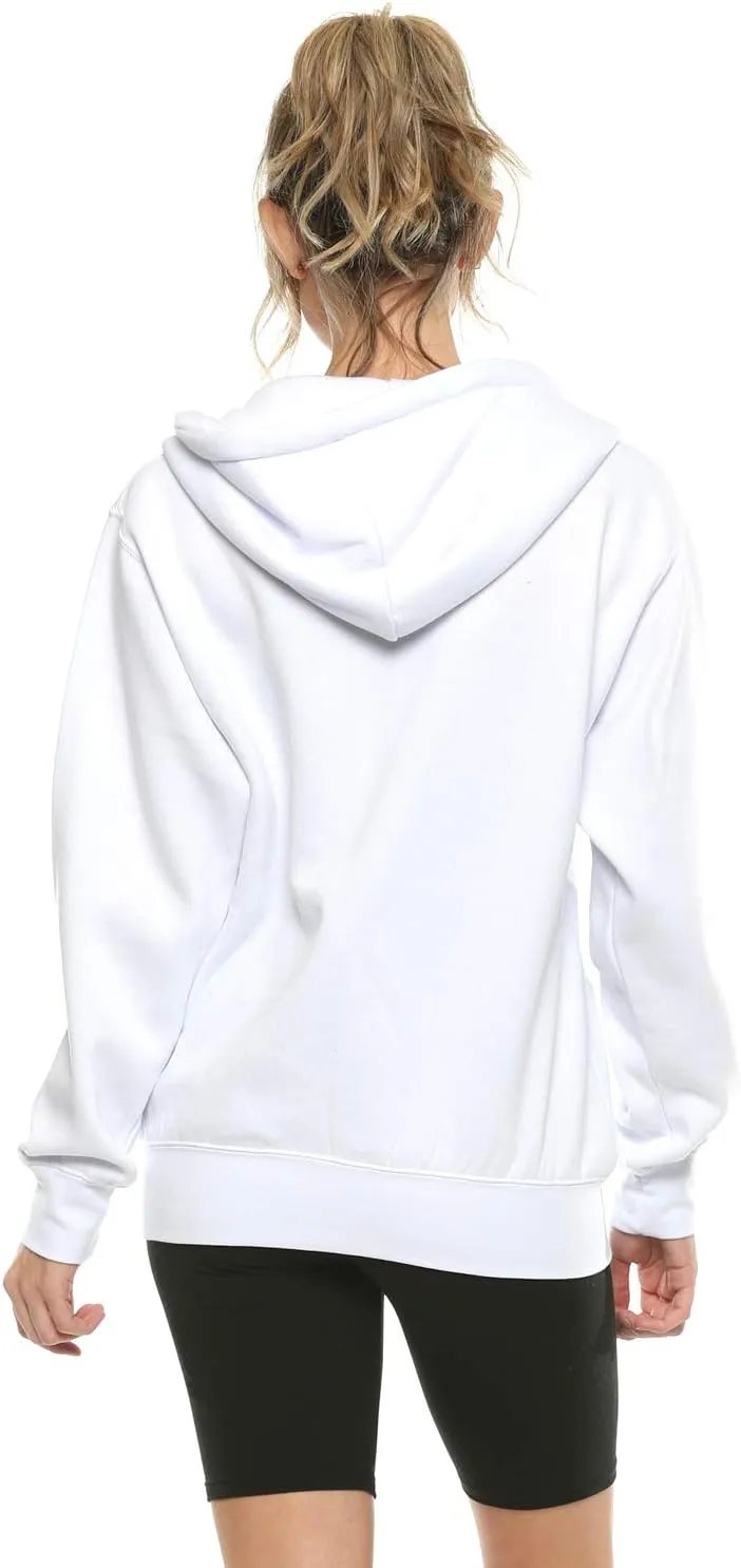 Urban Look Womens California and Los Angeles Drawstring Fleece Zip Up Hoodies