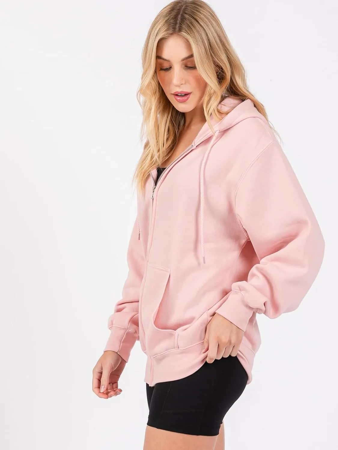 Urban Look Womens California and Los Angeles Drawstring Fleece Zip Up Hoodies