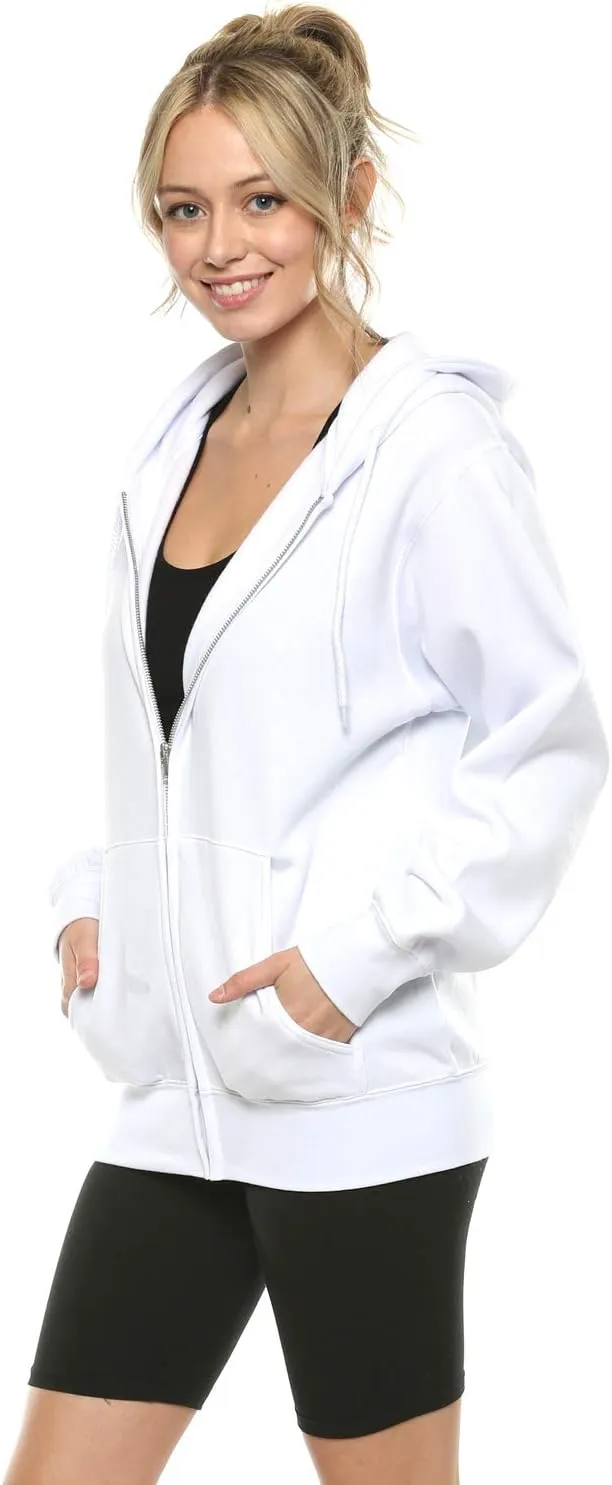 Urban Look Womens California and Los Angeles Drawstring Fleece Zip Up Hoodies