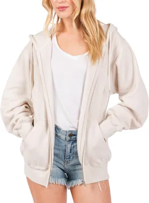 Urban Look Womens California and Los Angeles Drawstring Fleece Zip Up Hoodies